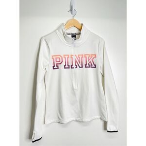 PINK Sweater Ultimate Quarter Zip Up Womens Athletic Jacket Size Large